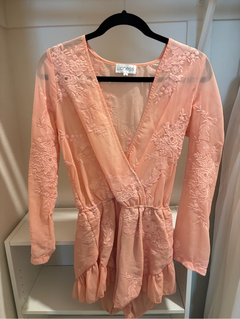 Lioness Blush Pink Embroidered Mini Dress